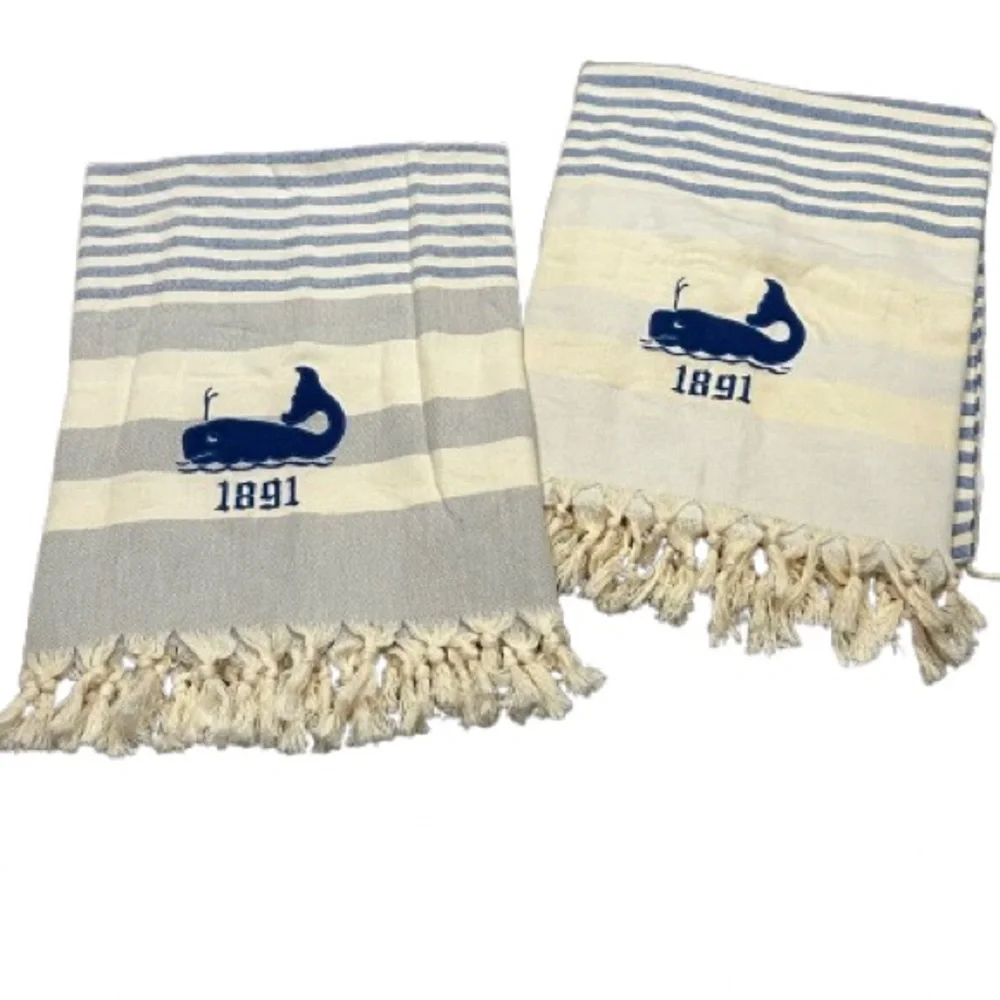 Home & Loft 100%Turkish Cotton Towels Shawls Nautical Coastal Preppy Beach Whale